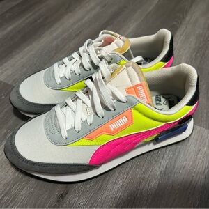 Puma Kids Neon Pink & Lime Accent Retro Runner Sneakers